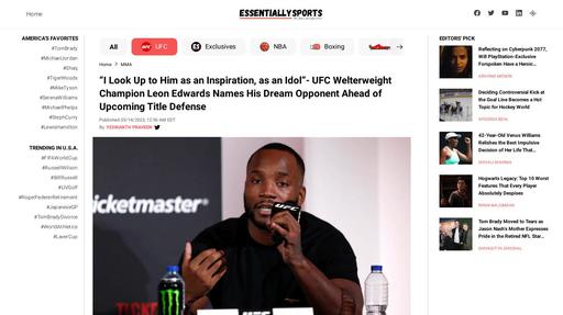 “I Look Up to Him as an Inspiration, as an Idol”- UFC Welterweight Champion Leon Edwards Names His Dream Opponent Ahead of Upcoming Title Defense Screenshot