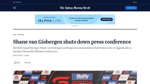 Shane van Gisbergen shuts down press conference Screenshot