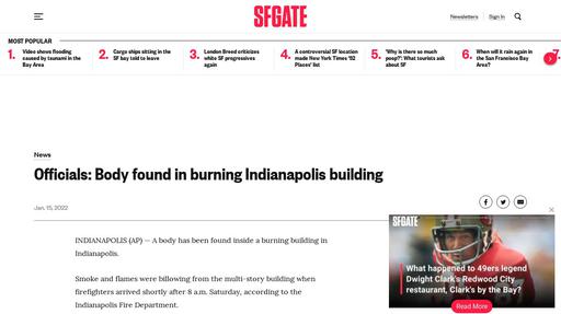 Officials: Body found in burning Indianapolis building Screenshot