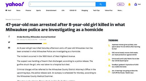47-year-old man arrested after 8-year-old girl killed in what Milwaukee police are investigating as a homicide Screenshot