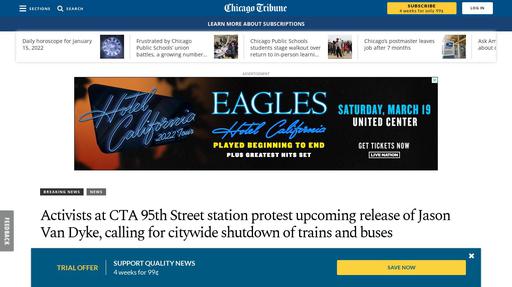 Activists at CTA 95th Street station protest upcoming release of Jason Van Dyke, calling for citywide shutdown of trains and buses Screenshot