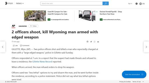 2 officers shoot, kill Wyoming man armed with edged weapon Screenshot