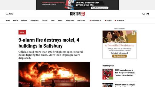 9-alarm fire destroys motel, 4 buildings in Salisbury Screenshot