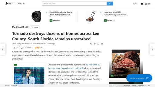 Tornado destroys dozens of homes across Lee County. South Florida remains unscathed Screenshot