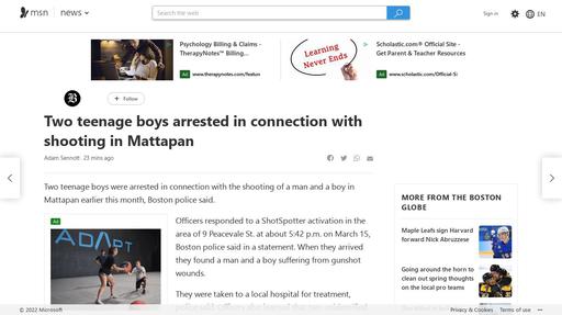 Two teenage boys arrested in connection with shooting in Mattapan Screenshot