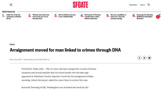Arraignment moved for man linked to crimes through DNA Screenshot