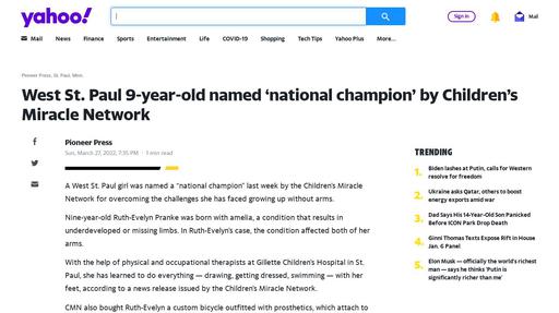 West St. Paul 9-year-old named ‘national champion’ by Children’s Miracle Network Screenshot