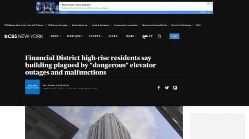 Financial District high-rise residents say building plagued by "dangerous" elevator outages and malfunctions Screenshot