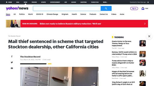 Mail thief sentenced in scheme that targeted Stockton dealership, other California cities Screenshot