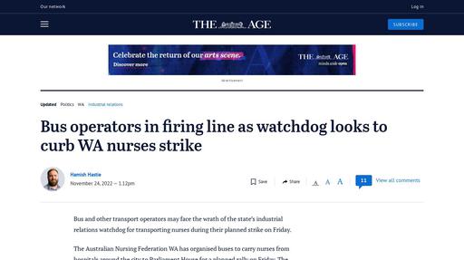 Bus operators in firing line as watchdog looks to curb WA nurses strike Screenshot