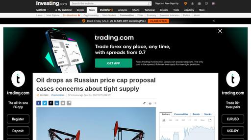 Oil falls as supply-disruption fears ease amid Russian price cap talks Screenshot