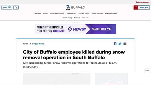 Employee killed during snow removal operation Screenshot