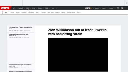 Zion out at least 3 weeks with hamstring strain Screenshot