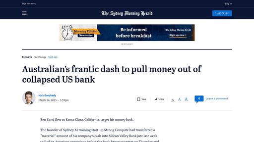 Australian’s mercy dash to pull money out of collapsed US bank Screenshot